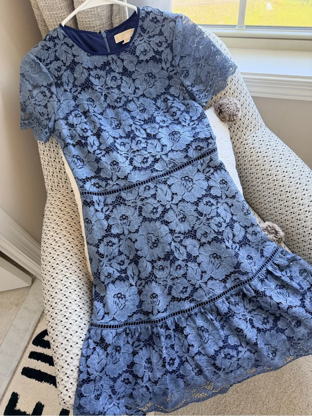 New Michael Kors Navy Blue Lace Fit-and-Flare Dress Size 0